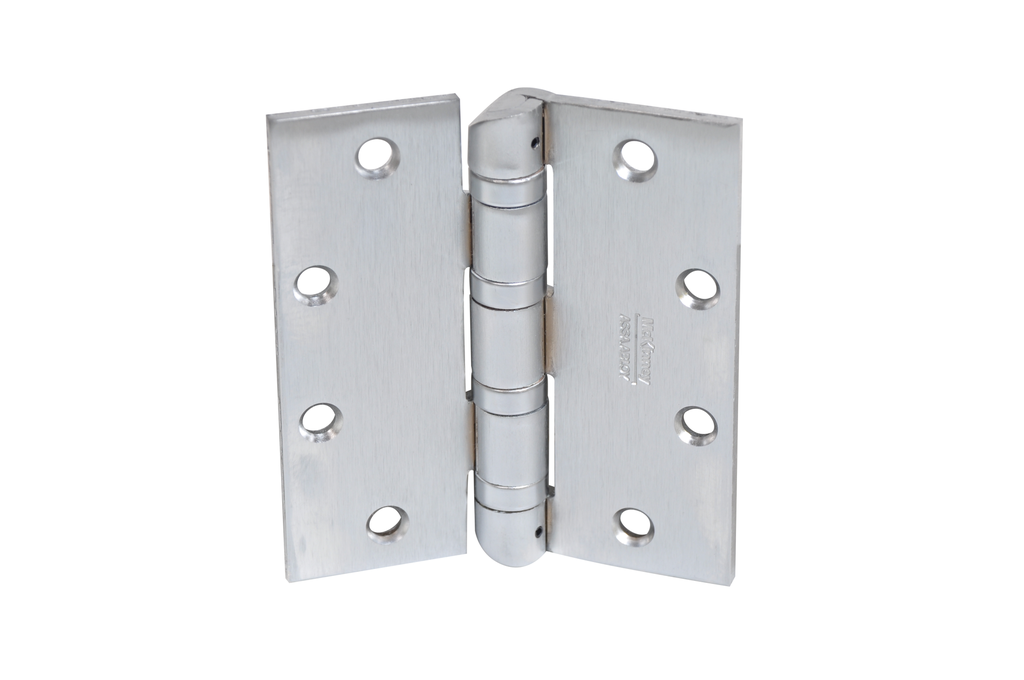 McKinney HT4A3386 4.5" x 4" US32D Heavy Weight Stainless Steel, 5 Knuckle, Full Mortise Ball Bearing Hinge with Hospital Tip 