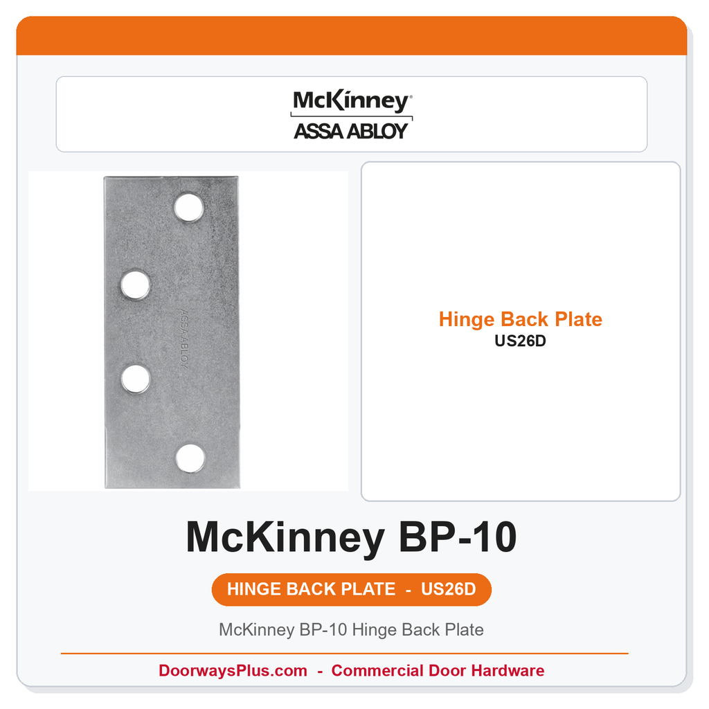 McKinney BP-10 Hinge Back Plate | Half Surface | US26D Satin Chrome