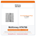 McKinney HTA786 5x4.5 Hospital Tip Concealed Bearing Hinge US26D Satin Chrome | ANSI A8111 Grade 1
