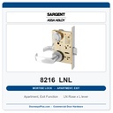 Sargent 8216 LNL Mortise Lockset – Apartment/Exit Function, LA Keyway