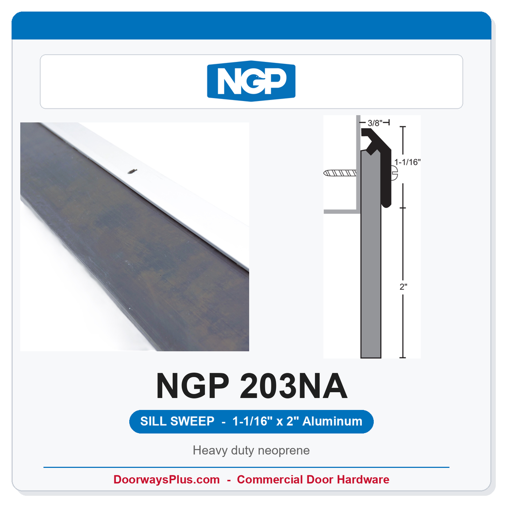 NGP 203NA Heavy Duty Neoprene Sill Sweep – Aluminum Surface Mount