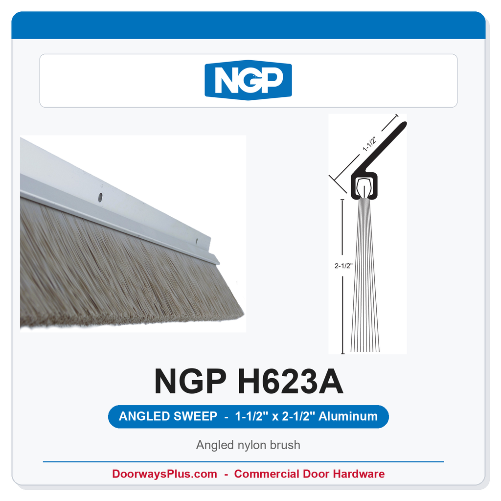 NGP H623A Angled Nylon Brush Sill Sweep – Aluminum Finish