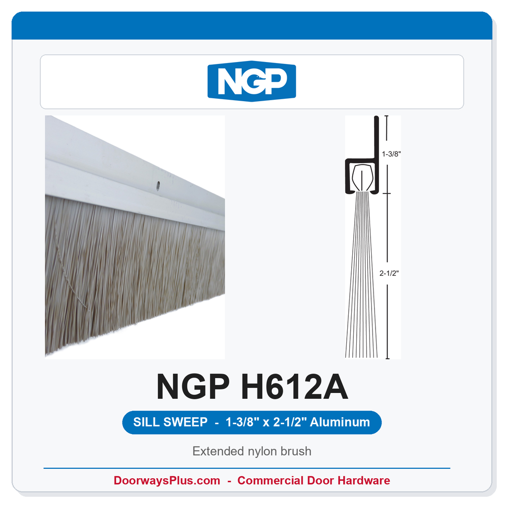 NGP H612A Extended Nylon Brush Sill Sweep – Aluminum
