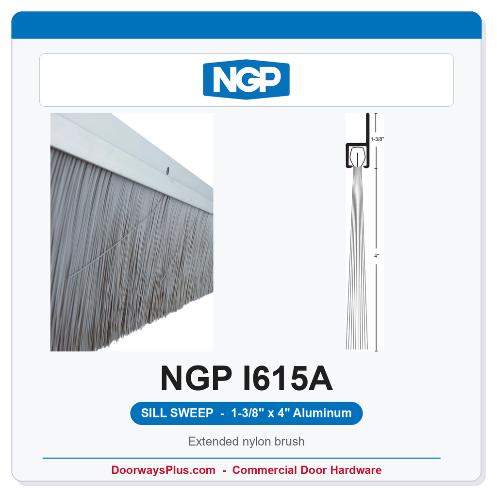 NGP I615A Extended Nylon Brush Sill Sweep – Aluminum | National Guard Products