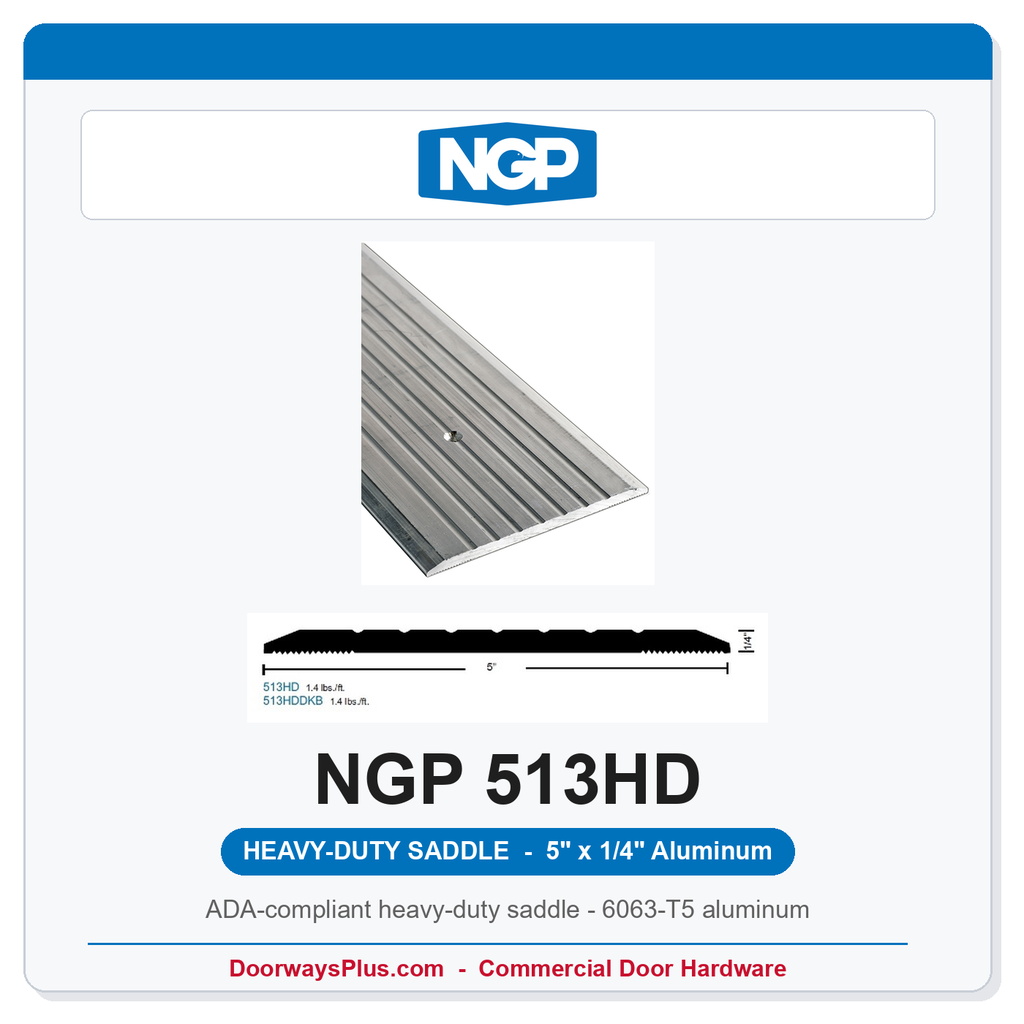 NGP 513HD Heavy Duty Aluminum Threshold 5" Wide x 1/4" Tall | National Guard Products
