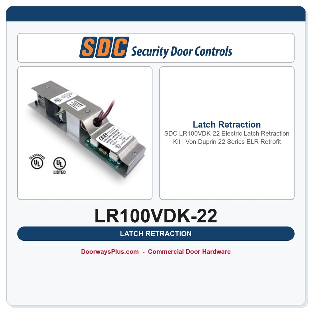 SDC LR100VDK-22 Electric Latch Retraction Kit | Von Duprin 22 Series ELR Retrofit