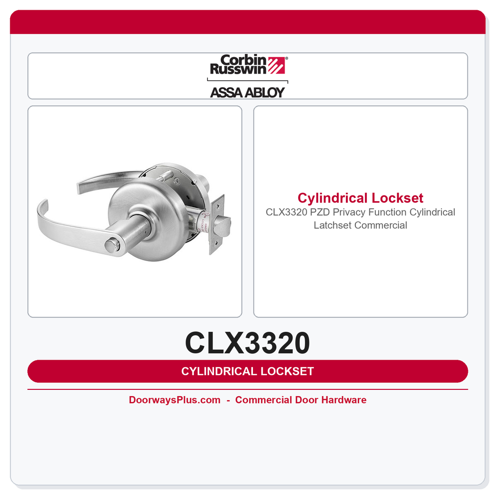 Corbin Russwin CLX3320 PZD Privacy Function Cylindrical Latchset – Commercial