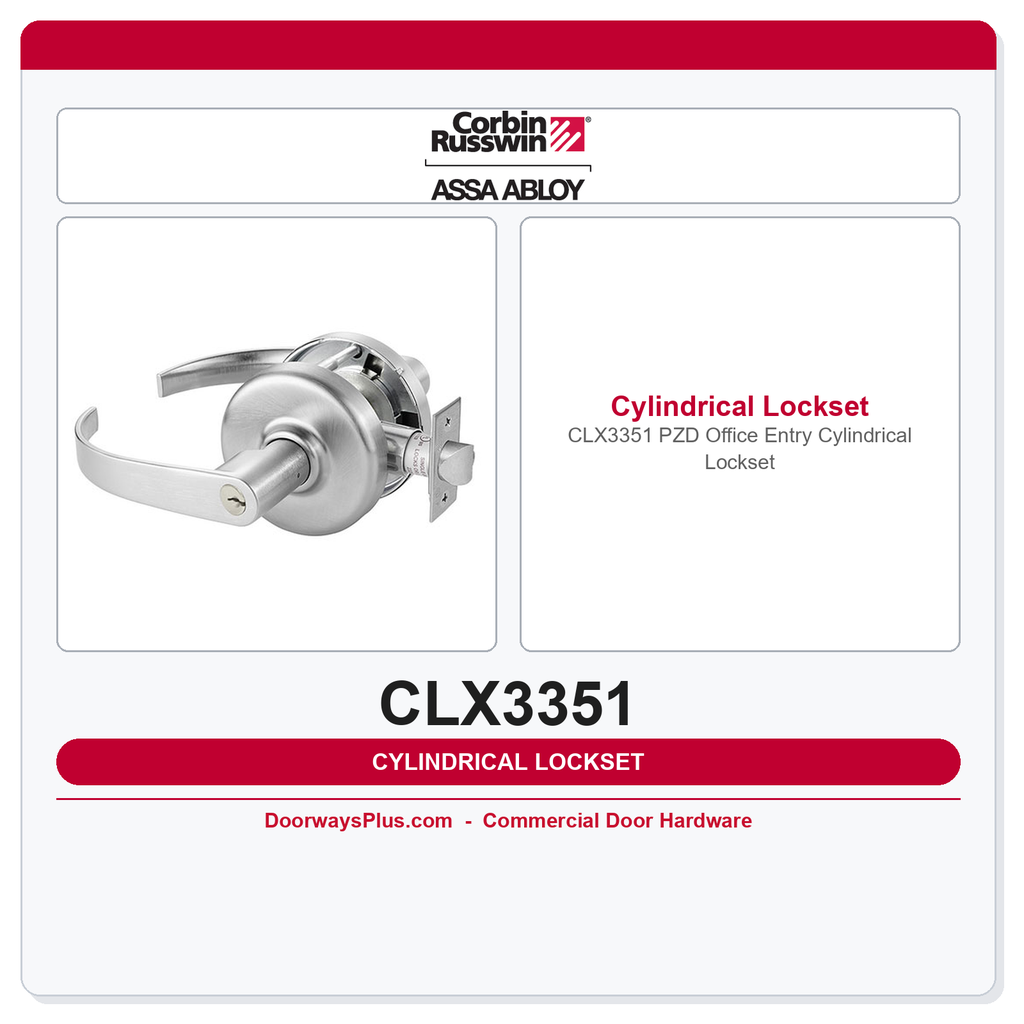 Corbin Russwin CLX3351 PZD Office Entry Cylindrical Lockset –