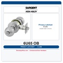 Sargent 6U65 OB Privacy Knob Latchset | 6 Series Cylindrical | US26D Satin Chrome (626)