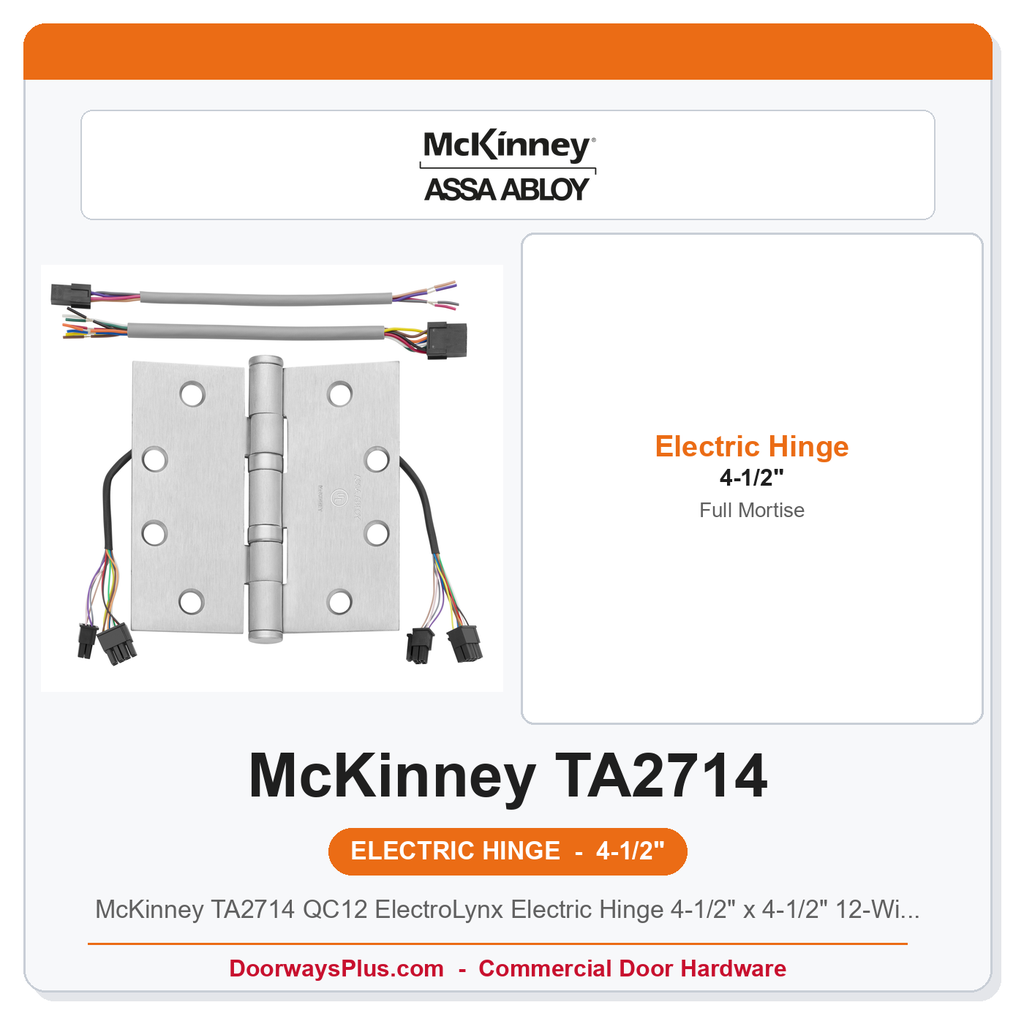 McKinney TA2714 QC12 ElectroLynx Electric Hinge 4-1/2" x 4-1/2" 12-Wire 6-Circuit Full Mortise