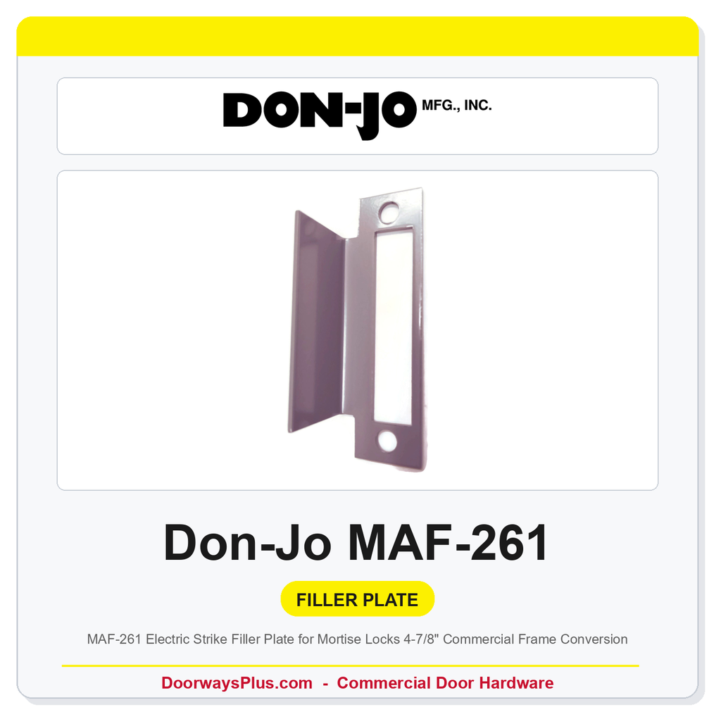 Don-Jo MAF-261 Electric Strike Filler Plate for Mortise Locks | 4-7/8" Commercial Frame Conversion