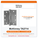 McKinney TA2714 INT NRP Ball Bearing Interim Conversion Hinge 5x4-1/2 US26D Satin Chrome