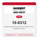 Sargent 10-0312 Cylinder Retainer (required for cylinder lever - standard) - plastic - Pack of 5