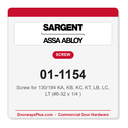 Sargent 01-1154 Screw for 130/184 KA, KB, KC, KT, LB, LC, LT (#6-32 x 1/4 ) - Pack of 5