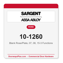 Sargent 10-1260 Blank Rose/Plate, 07, 08, 15-3 Functions