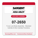 Sargent 07-2650 7-Line Lock Body Assembly - Standard Cylinder & Non-Cylinder Functions