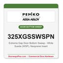 Pemko 325XGSSWSPN Extreme Gap Door Bottom Sweep - White Suede (WSP), Neoprene Insert