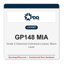 PDQ GP148 MIA Classroom Lockset – Grade 2, ANSI F84, UL Fire Rated