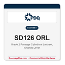 PDQ SD126 ORL Grade 2 Passage Lever Latchset | ANSI F75 Commercial Cylindrical