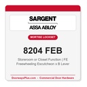 Sargent 8204 FEB Trim Storeroom or Closet Mortise Lockset | LA Keyway, Grade 1 Commercial