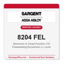 Sargent 8204 FEL Trim Storeroom or Closet Mortise Lockset | LA Keyway, Grade 1 Commercial