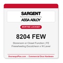 Sargent 8204 FEW Trim Storeroom or Closet Mortise Lockset | LA Keyway, Grade 1 Commercial