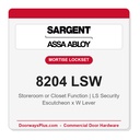 Sargent 8204 LSW Trim Storeroom or Closet Mortise Lockset | LA Keyway, Grade 1 Commercial