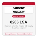 Sargent 8206 LSA Trim Storeroom or Service Mortise Lockset | LA Keyway, Grade 1 Commercial