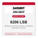 Sargent 8206 LSB Trim Storeroom or Service Mortise Lockset | LA Keyway, Grade 1 Commercial