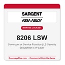 Sargent 8206 LSW Trim Storeroom or Service Mortise Lockset | LA Keyway, Grade 1 Commercial