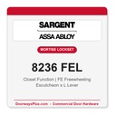 Sargent 8236 FEL Trim Closet Mortise Lockset | LA Keyway, Grade 1 Commercial