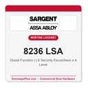 Sargent 8236 LSA Trim Closet Mortise Lockset | LA Keyway, Grade 1 Commercial