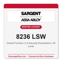 Sargent 8236 LSW Trim Closet Mortise Lockset | LA Keyway, Grade 1 Commercial