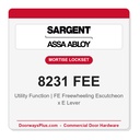 Sargent 8231 FEE Trim Utility Mortise Lockset | LA Keyway, Grade 1 Commercial