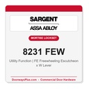 Sargent 8231 FEW Trim Utility Mortise Lockset | LA Keyway, Grade 1 Commercial
