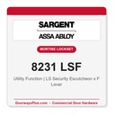 Sargent 8231 LSF Trim Utility Mortise Lockset | LA Keyway, Grade 1 Commercial