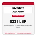 Sargent 8231 LSP Trim Utility Mortise Lockset | LA Keyway, Grade 1 Commercial