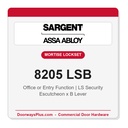 Sargent 8205 LSB Trim Office or Entry Mortise Lockset | LA Keyway, Grade 1 Commercial