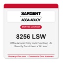 Sargent 8256 LSW Trim Office & Inner Entry Lock Mortise Lockset | LA Keyway, Grade 1 Commercial