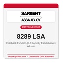 Sargent 8289 LSA Trim Holdback Mortise Lockset | LA Keyway, Grade 1 Commercial