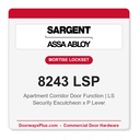 Sargent 8243 LSP Trim Apartment Corridor Door Mortise Lockset | LA Keyway, Grade 1 Commercial