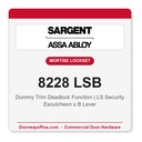 Sargent 8228 LSB Trim Dummy Trim Deadlock Mortise Lockset | LA Keyway, Grade 1 Commercial
