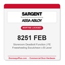 Sargent 8251 FEB Trim Storeroom Deadbolt Mortise Lockset | LA Keyway, Grade 1 Commercial