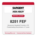 Sargent 8251 FEF Trim Storeroom Deadbolt Mortise Lockset | LA Keyway, Grade 1 Commercial