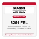 Sargent 8251 FEL Trim Storeroom Deadbolt Mortise Lockset | LA Keyway, Grade 1 Commercial