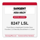 Sargent 8247 LSL Trim Front Door or Apartment Corridor Door Mortise Lockset | LA Keyway, Grade 1 Commercial