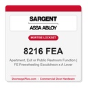 Sargent 8216 FEA Trim Apartment, Exit or Public Restroom Mortise Lockset | LA Keyway, Grade 1 Commercial