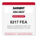 Sargent 8217 FEA Trim Asylum or Institutional Mortise Lockset | LA Keyway, Grade 1 Commercial
