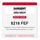 Sargent 8216 FEF Trim Apartment, Exit or Public Restroom Mortise Lockset | LA Keyway, Grade 1 Commercial