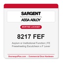 Sargent 8217 FEF Trim Asylum or Institutional Mortise Lockset | LA Keyway, Grade 1 Commercial